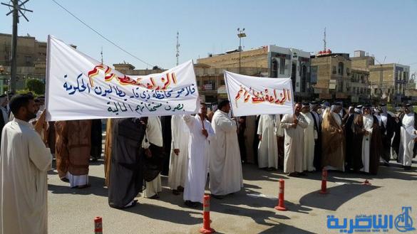 فلاحو ذي قار يتظاهرون للمطالبة بصرف مستحقاتهم المالية المتاخرة - تقرير مصور -