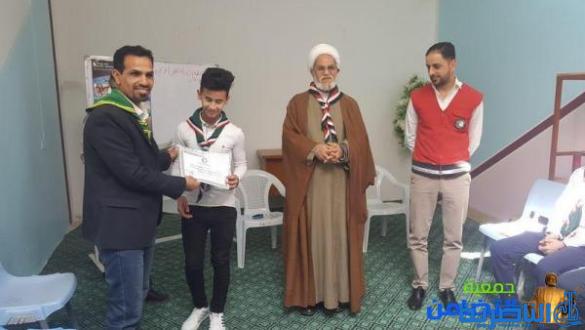  الشيخ محمد مهدي الناصري : يحضر أختتام دورة الإسعافات الأولية التي أقامتها كشافة التضامن بالتعاون مع جمعية الهلال الأحمر العراقي