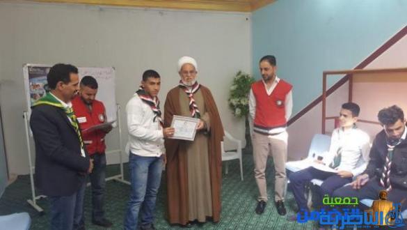  الشيخ محمد مهدي الناصري : يحضر أختتام دورة الإسعافات الأولية التي أقامتها كشافة التضامن بالتعاون مع جمعية الهلال الأحمر العراقي