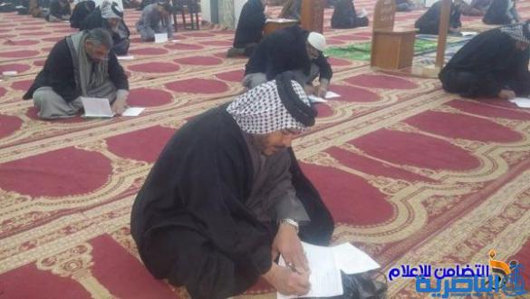 بحضور الشيخ محمد مهدي الناصري..مدرسة العلوم الدينية في الناصرية تجري امتحانات الفصل الأول للدراسة الحوزوية - مصور-‎