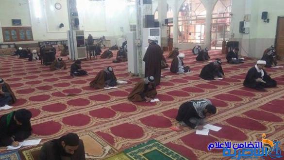 بحضور الشيخ محمد مهدي الناصري..مدرسة العلوم الدينية في الناصرية تجري امتحانات الفصل الأول للدراسة الحوزوية - مصور-‎