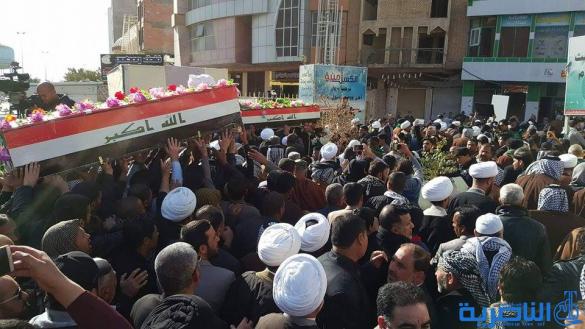 بالصور:تشييع مهيب لثلة طاهرة من طلبة الحوزة العلمية في النجف الاشرف الذين بلغوا الفتح فنالوا شرف الشهادة في قاطع تحرير الموصل