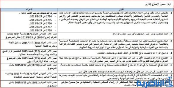  العبادي يعلن عزمه إطلاق إصلاحات جديدة ويكشف تفاصيل الحزم الإصلاحية