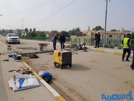 قطع جسر النصر الحديدي في الناصرية لاغراض الصيانة