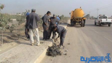 حملة لتنظيف مشبكات المجاري وتسليك الانابيب