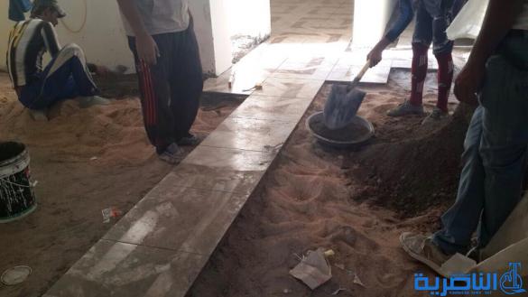 جانب من اعمال تطبيق الارضيات بالسيراميك