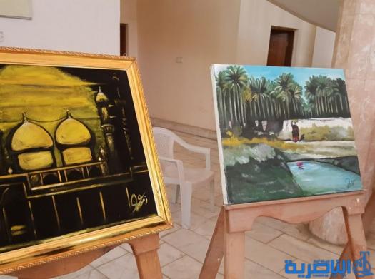احتفاء بعيد المراة ، فنانات تشكيليات يقمن معرضا للرسم في سوق الشيوخ - تقرير مصور -