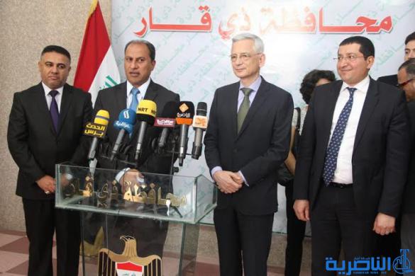 محافظ ذي قار يلتقي السفير الفرنسي ، والاخير يؤكد تصويت فرنسا لصالح ملف انضمام الاهوار والاثار للائحة التراث العالمي