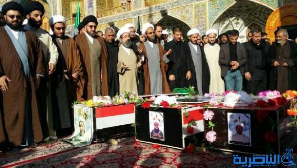 بالصور:الحوزة العلمية تشيع ابن الناصرية الشهيد الشيخ طعمة المرشدي ورفاقه البررة