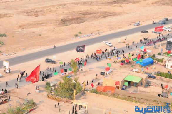 بعدسة شبكة اخبار الناصرية:صور جوية لجموع الزوار على درب الحسين