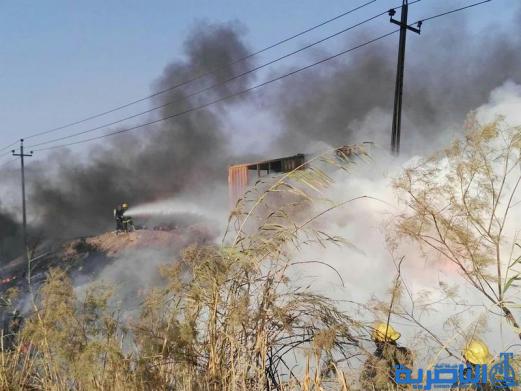 بالصور : السيطرة على حريق كبير قرب سجن الاحكام الخفيفة في الناصرية