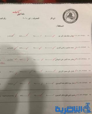 عمل ذي قار تطلق وجبة جديدة من صكوك المقترضين -قائمة بالاسماء-