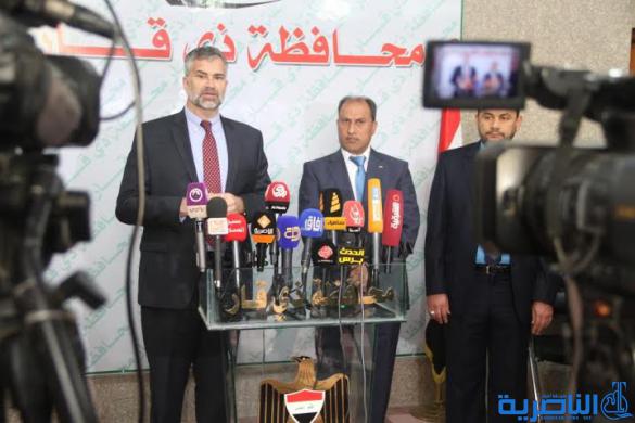 محافظ ذي قار يستقبل القنصل الامريكي ، والاخير يعد بوضع خطة للاهتمام بالقضايا الاقتصادية والمواقع الاثارية