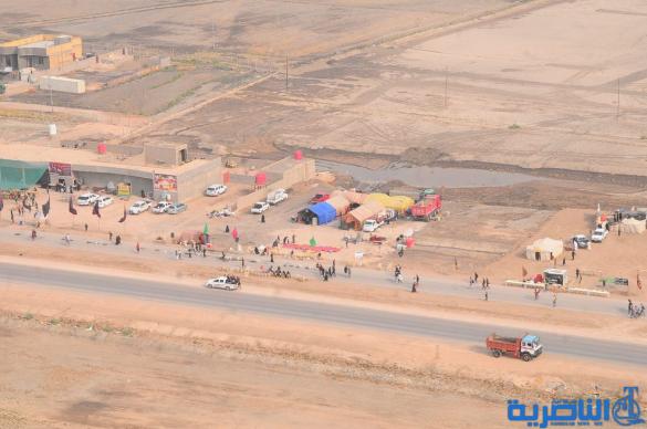 بعدسة شبكة اخبار الناصرية:صور جوية لجموع الزوار على درب الحسين