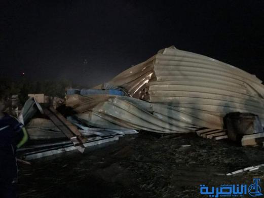 بالصور: رياح شديدة تضرب سيطرة النصر فتدمر مسقفاتها وتصيب أربعة شرطيين