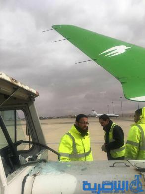  بالصور .. هذا ما تعرضت له الطائرة العراقية بمطار عالية الأردني