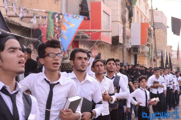  بالصور : مواكب الطلاب تجوب شوارع قلعة سكر في عزاء الحسين
