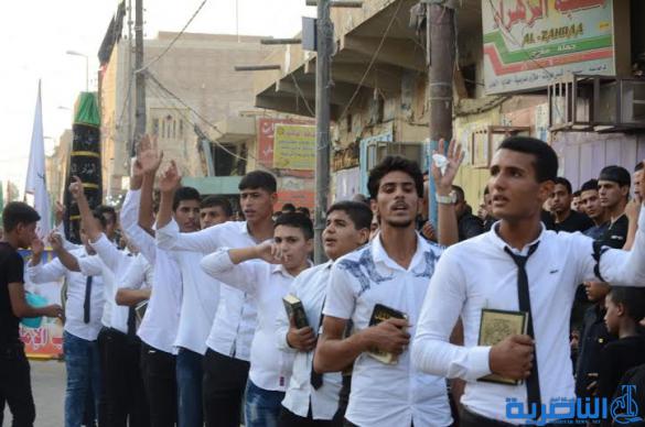  بالصور : مواكب الطلاب تجوب شوارع قلعة سكر في عزاء الحسين