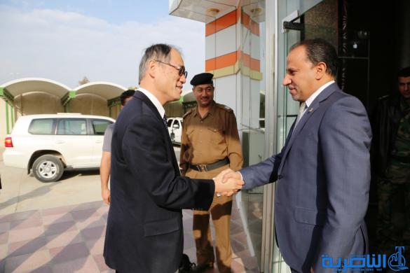 محافظ ذي قار يستقبل السفير الياباني ، والاخير يؤكد ان عمل الشركات اليابانية في ذي قار بظروف امنة يشجع بقية الشركات على القدوم الى المحافظة- تقرير مصور - 