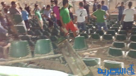 بالصور.. هذا ما فعله جمهور الشرطة بملعب الشعب الدولي بعد خسارة فريقه