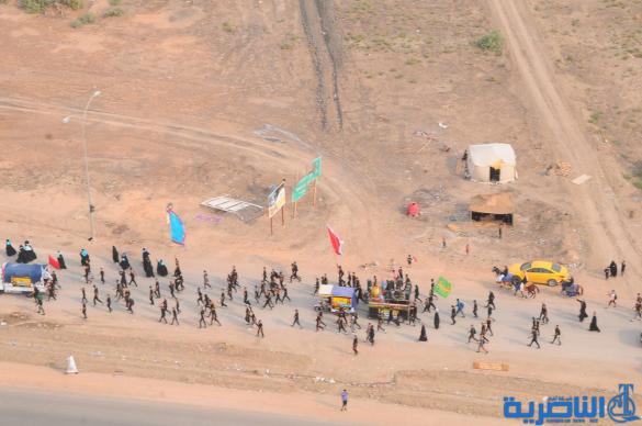بعدسة شبكة اخبار الناصرية:صور جوية لجموع الزوار على درب الحسين