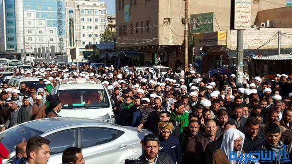 بالصور:تشييع مهيب لثلة طاهرة من طلبة الحوزة العلمية في النجف الاشرف الذين بلغوا الفتح فنالوا شرف الشهادة في قاطع تحرير الموصل