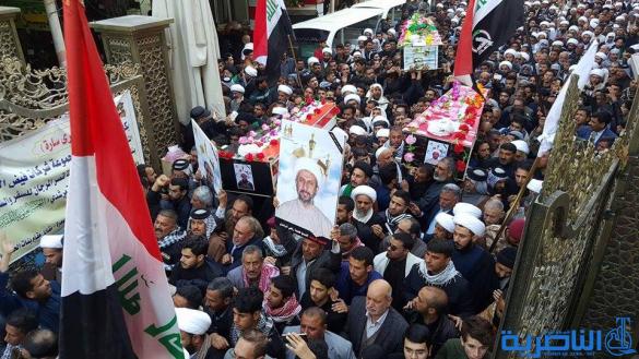 بالصور:تشييع مهيب لثلة طاهرة من طلبة الحوزة العلمية في النجف الاشرف الذين بلغوا الفتح فنالوا شرف الشهادة في قاطع تحرير الموصل