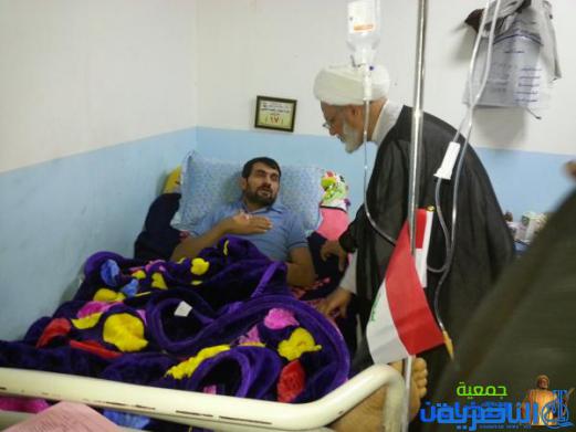 زيارة جرحى الحشد الشعبي في مستشفى الحسين (ع) التعليمي