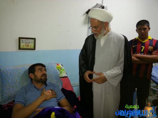 زيارة جرحى الحشد الشعبي في مستشفى الحسين (ع) التعليمي