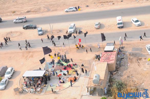 بعدسة شبكة اخبار الناصرية:صور جوية لجموع الزوار على درب الحسين