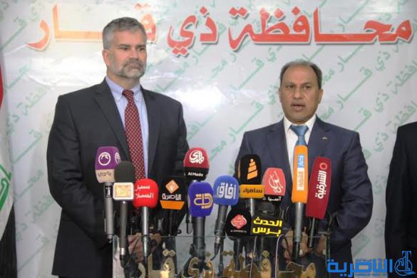 محافظ ذي قار يستقبل القنصل الامريكي ، والاخير يعد بوضع خطة للاهتمام بالقضايا الاقتصادية والمواقع الاثارية