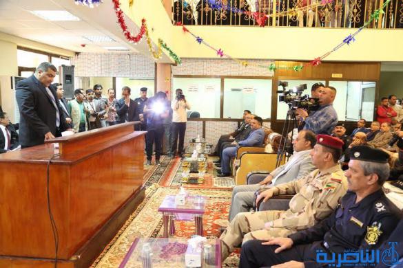 محافظ ذي قار يشارك في حفل افتتاح قصر القضاء في الناصرية ، ويدعو الى توسيع دائر نشر الثقافة القانونية بين المواطنين