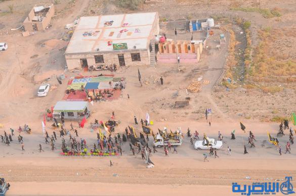 بعدسة شبكة اخبار الناصرية:صور جوية لجموع الزوار على درب الحسين