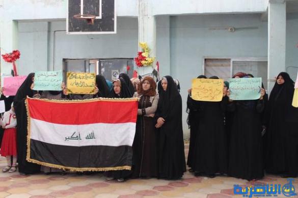 طلبة التضامن في الناصرية ينظمون وقفة تضامنيه مع الحشد الشعبي