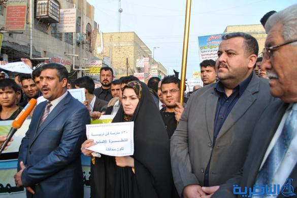 شطريون ينظمون وقفة تضامنية للمطالبة بتحويل مدينتهم الى محافظة - تقرير مصور -