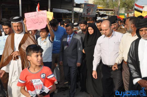 مسيرة حاشدة تجوب شوارع سوق الشيوخ للتنديد بجريمة سبايكر – تقرير مصور - 