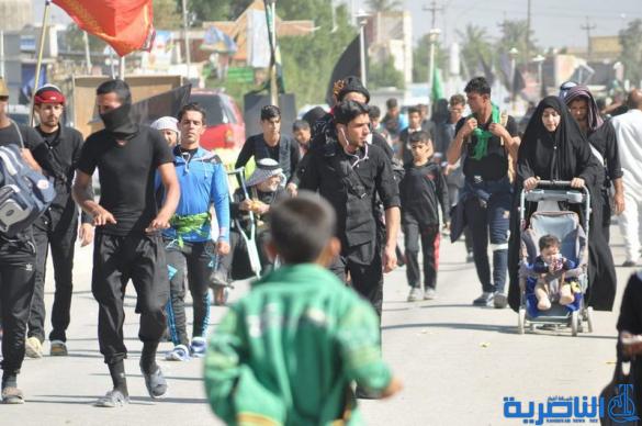 بالصور : طريق العشق الحسيني في ذي قار ينبض بالمشّائين الى كربلاء