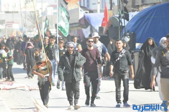 بالصور : طريق العشق الحسيني في ذي قار ينبض بالمشّائين الى كربلاء