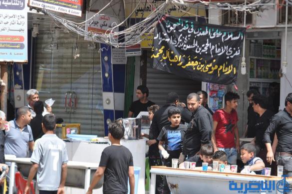 صور من الناصرية : ابواب المواكب مشرعة حزنا على باب الحوائج 