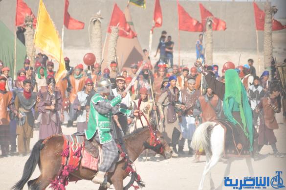 بالصور:الناصرية تنظم عرض لتشابيه واقعة الطف في يوم العاشر من شهر محرم