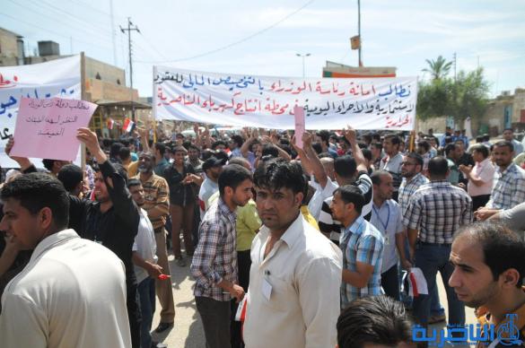 موظفو العقود في كهرباء ذي قار يتظاهرون للمطالبة بتثبيتهم على الملاك الدائم - تقرير مصور -