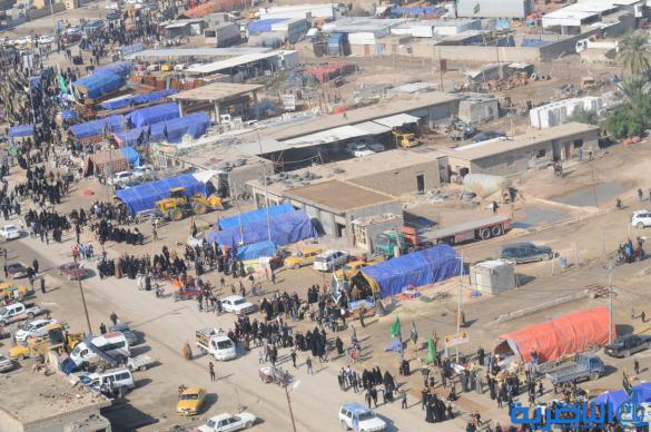 تصوير من الجو لزوار الاربعينية ومائدة السبطين في سوق الشيوخ