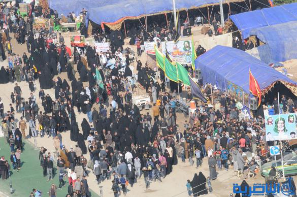 تصوير من الجو لزوار الاربعينية ومائدة السبطين في سوق الشيوخ