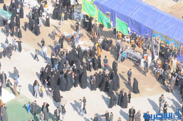 تصوير من الجو لزوار الاربعينية ومائدة السبطين في سوق الشيوخ