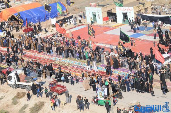 تصوير من الجو لزوار الاربعينية ومائدة السبطين في سوق الشيوخ