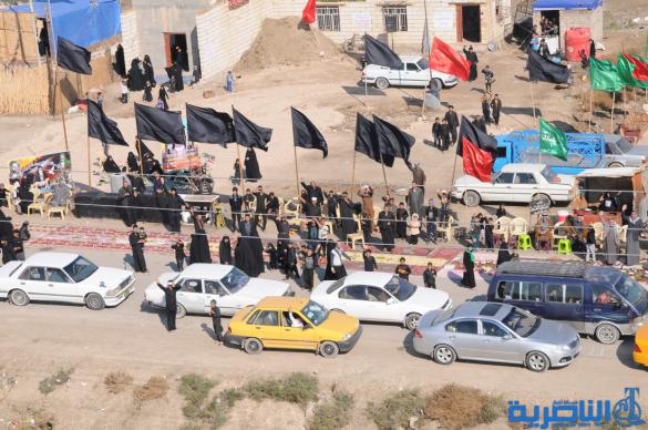 تصوير من الجو لزوار الاربعينية ومائدة السبطين في سوق الشيوخ