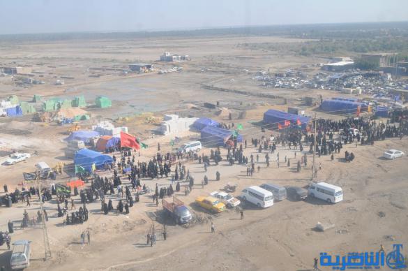 تصوير من الجو لزوار الاربعينية ومائدة السبطين في سوق الشيوخ