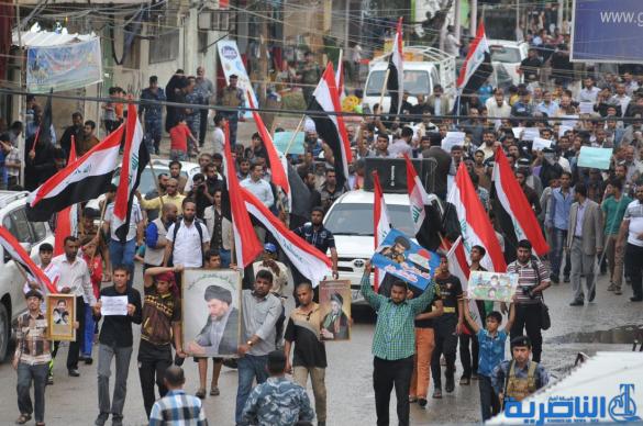 أنصار الصدر يتظاهرون وسط الناصرية رفضا لتصريحات المالكي الأخيرة - تقرير مصور -
