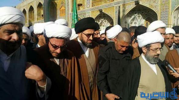 بالصور:تشييع مهيب لثلة طاهرة من طلبة الحوزة العلمية في النجف الاشرف الذين بلغوا الفتح فنالوا شرف الشهادة في قاطع تحرير الموصل