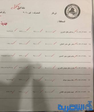 عمل ذي قار تطلق وجبة جديدة من صكوك المقترضين -قائمة بالاسماء-